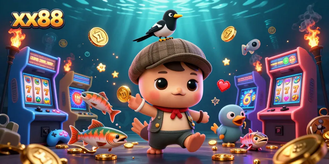 Engage with exciting games at xx88, featuring vibrant slot elements and playful characters.
