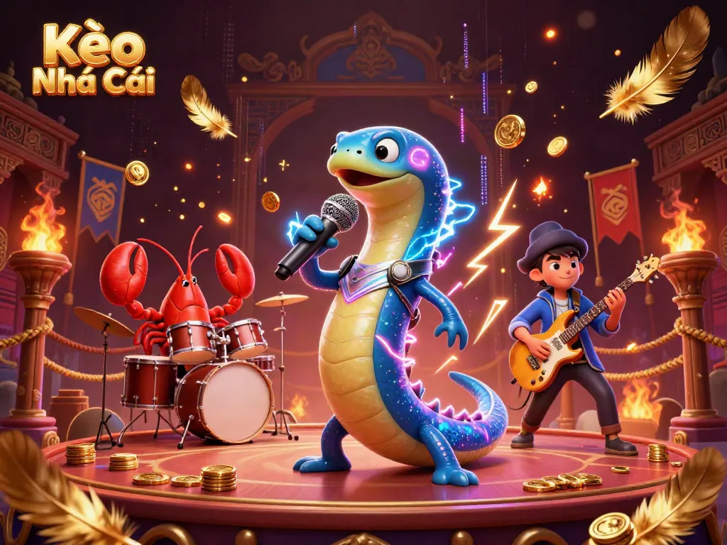 Engage with Kèo Nhà Cái through a vibrant underwater casino scene featuring an electric eel DJ.