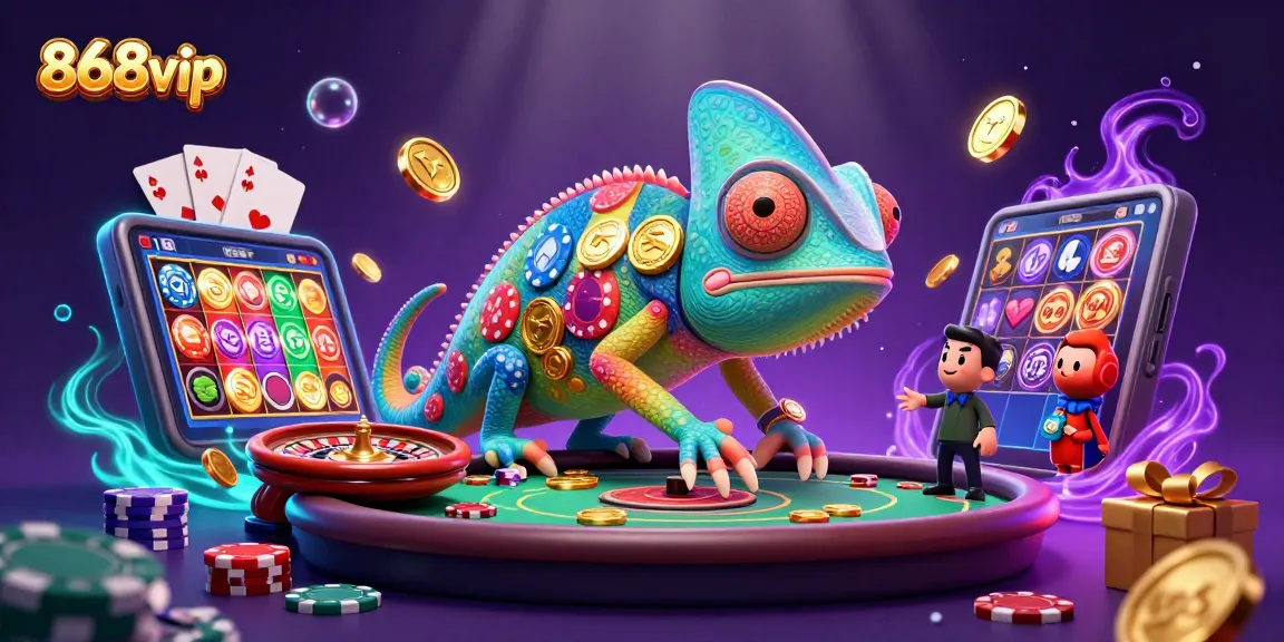 Experience thrilling games at 868vip with vibrant visuals, golden coins, and iconic casino elements.