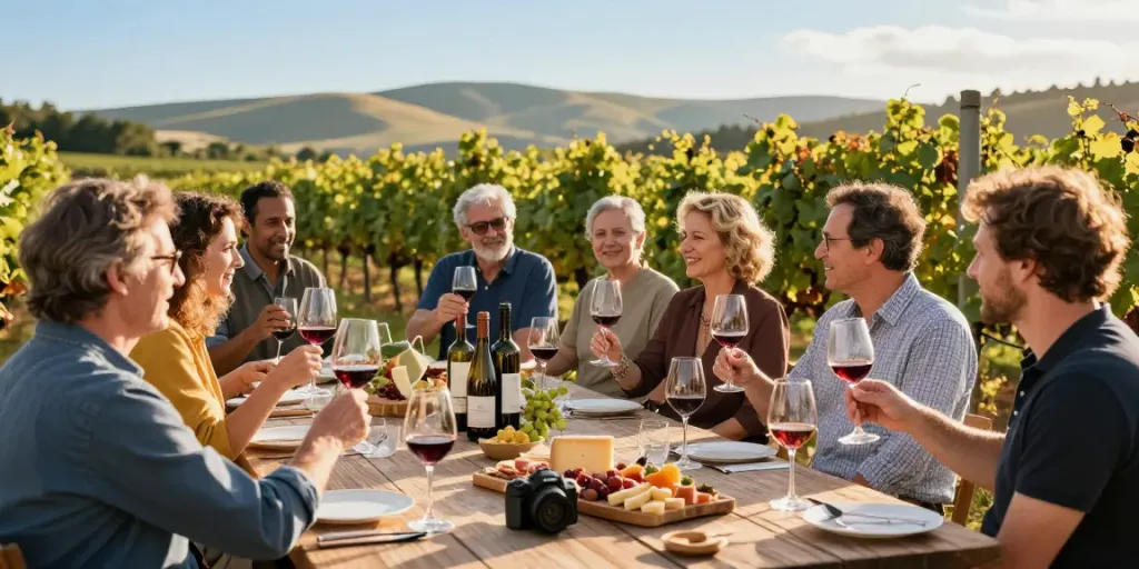 Engaging wine tasting at avpwinecollective.com showcasing diverse winemakers enjoying artisanal wines.