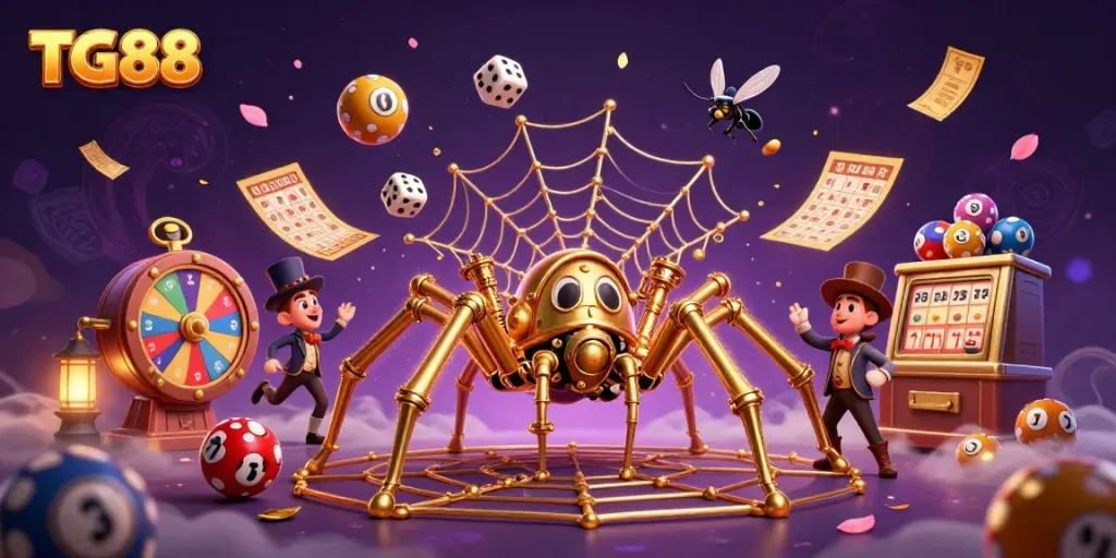 Experience thrilling wins at TG88 with vibrant casino elements and steampunk characters in a dynamic 3D scene.