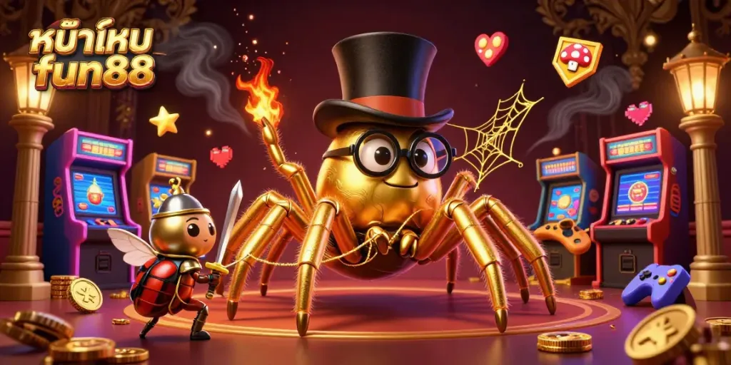 Engage at หน้าแรก fun88 with vibrant 3D casino adventure featuring characters and arcade elements.