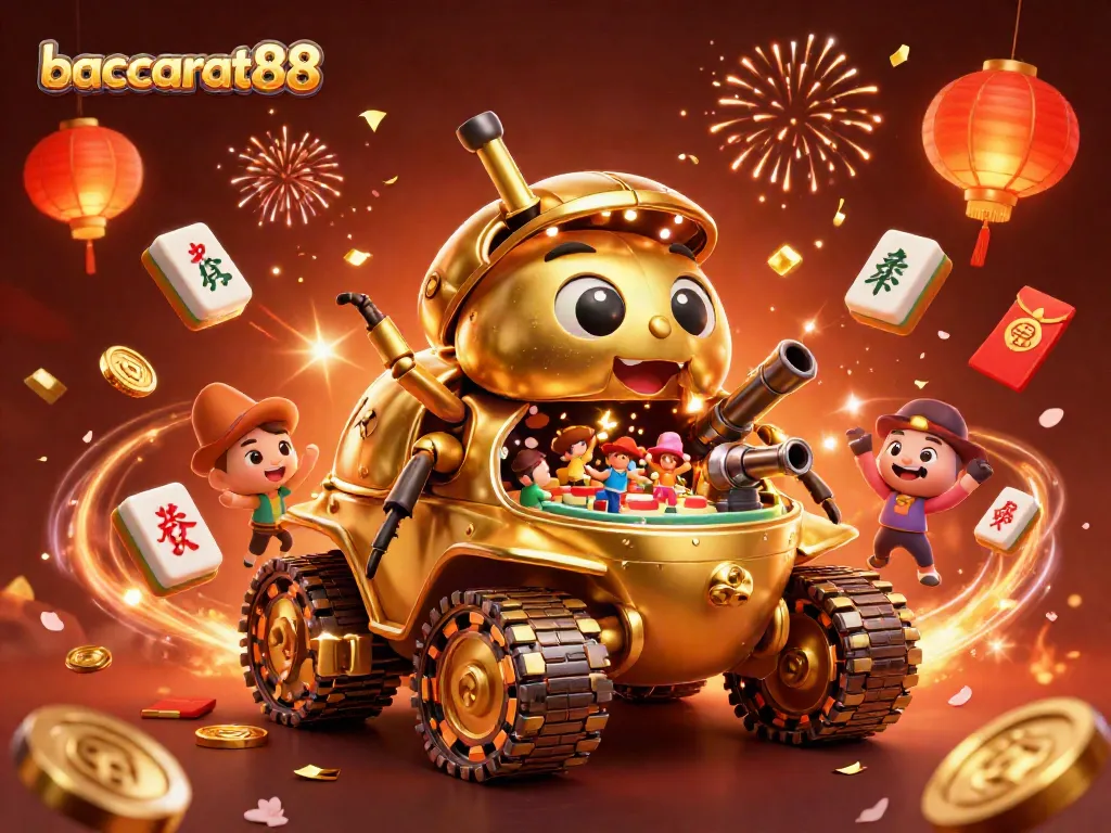 Baccarat88 showcases a vibrant 3D casino scene packed with action and festive elements for gamblers.