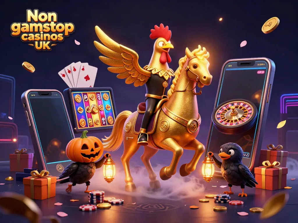 Experience the thrill of Non gamstop casinos UK in a vibrant 3D casino scene.