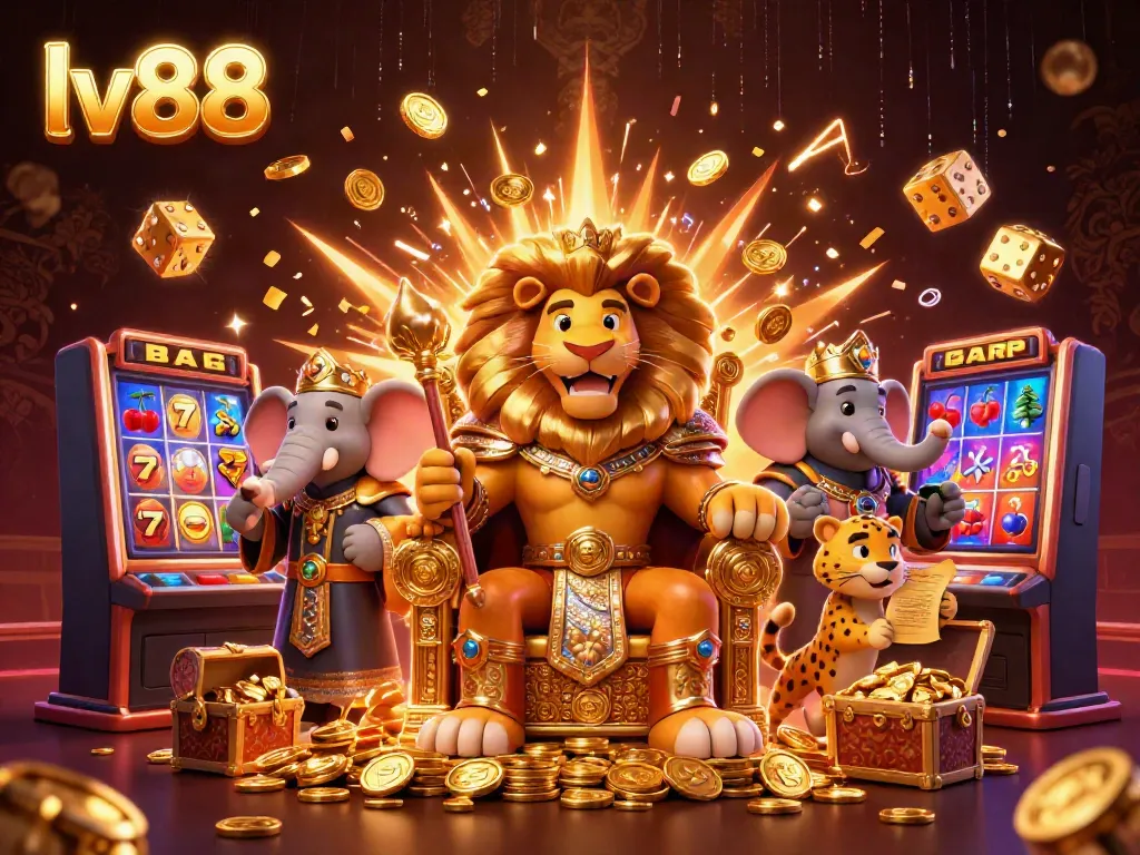 Experience exhilarating winnings with lv88's thrilling jackpot scene featuring dynamic characters and vibrant casino elements.