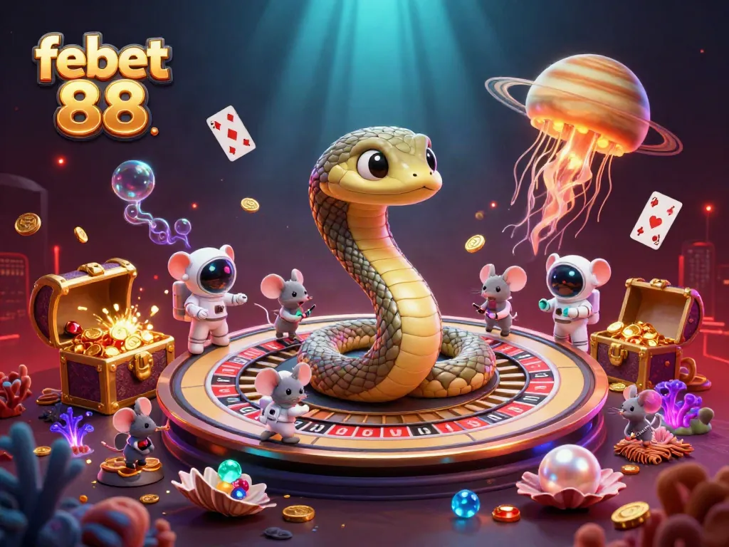 Experience dynamic betting action with febet 88 in this vibrant 3D casino scene