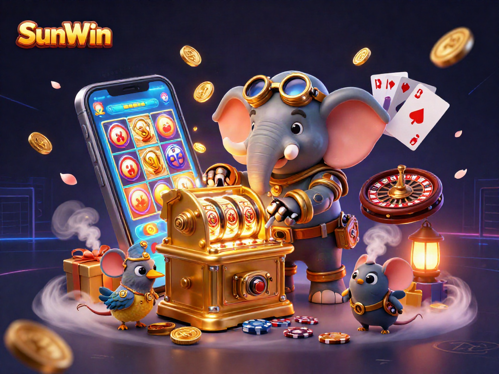 Spin the reels at SunWin with a steampunk elephant engineer watching over the action.