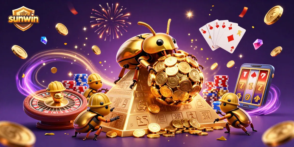 Experience the thrill of sunwin with a golden dung beetle casino adventure filled with coins and more!