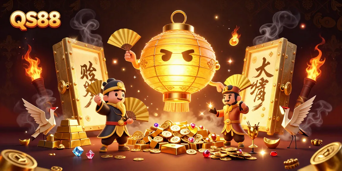 Experience thrilling wins with QS88 at the vibrant night market casino featuring golden lanterns and playful elements.