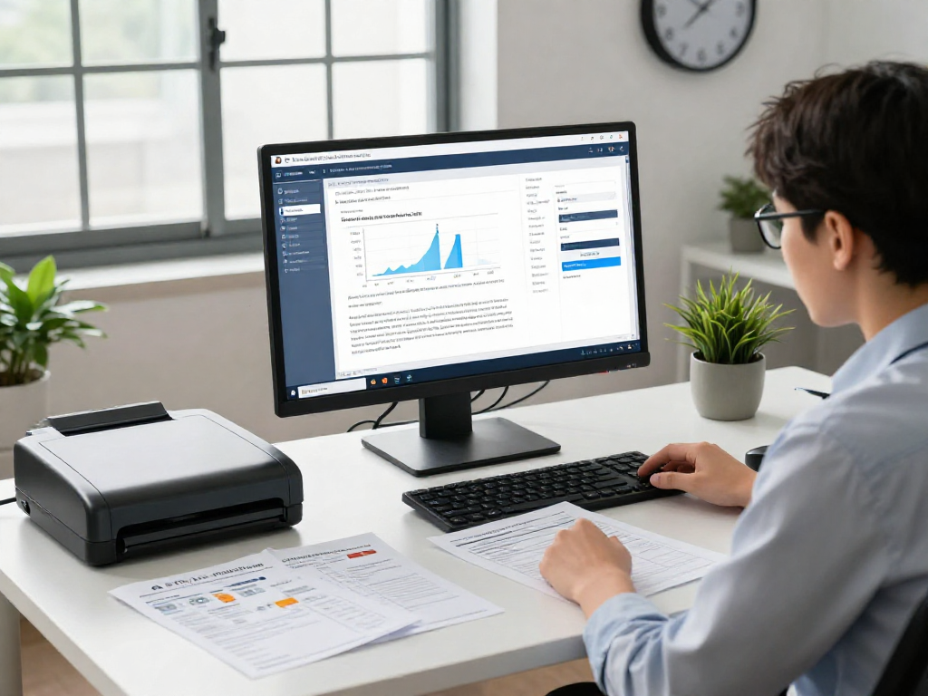 Analyzing document fraud detection with AI tools in a modern workspace.