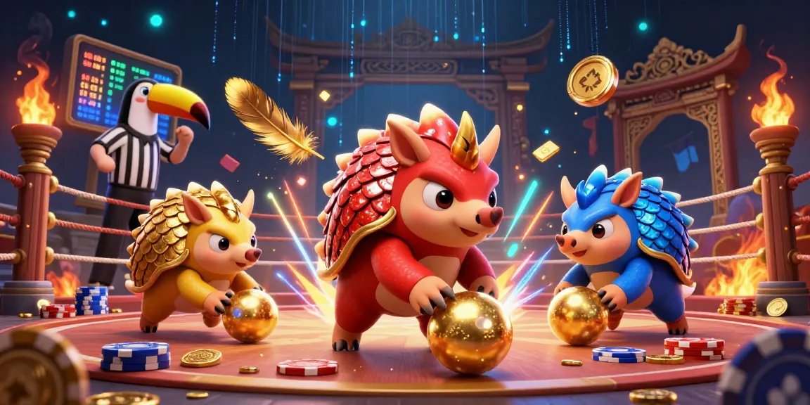 Engage in thrilling games at platformgames with cartoon pangolins rolling through poker chips and golden scales.