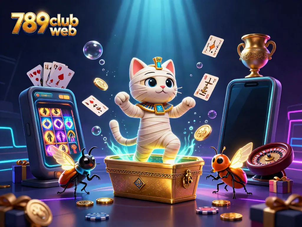 Experience the excitement of 789club web with a lively casino scene featuring unique characters, games, and rewards.