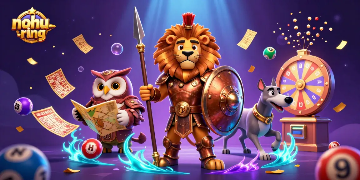 Nohu-ring players enjoying vibrant lottery-themed gameplay with dynamic visuals and characters.