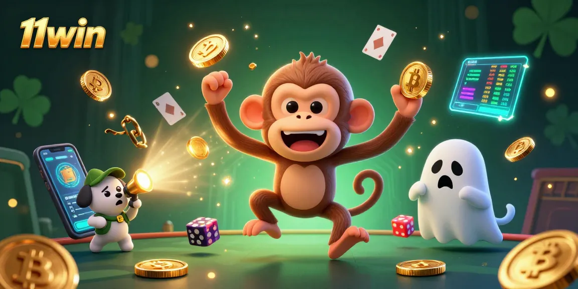 Experience thrills at 11win with gambling excitement illuminated by playful ghostly creatures and golden treasures.