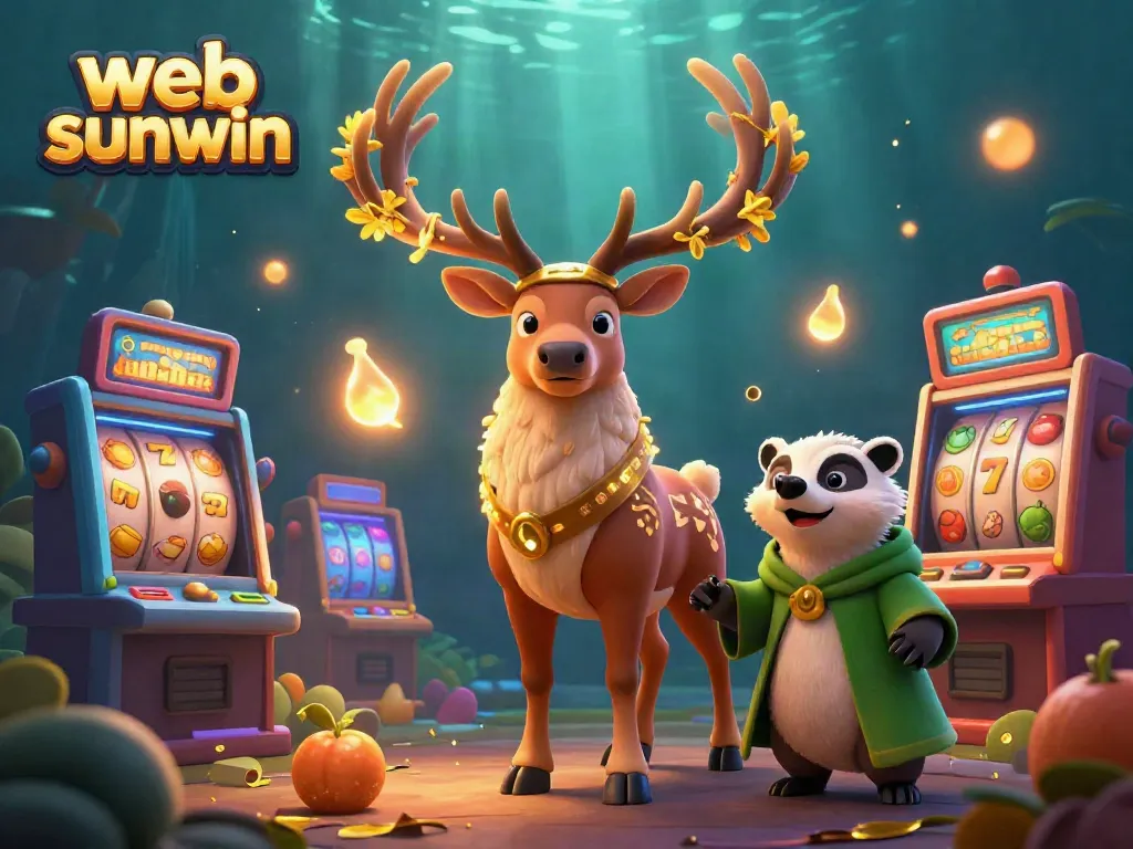Spin the reels for big wins with web sunwin's vibrant 3D casino scene featuring magical characters.