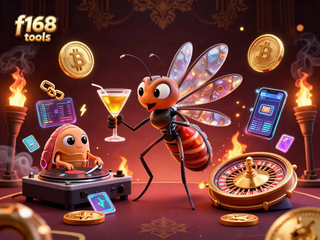 Spin to win with f168 tools at a vibrant casino scene featuring glowing cryptocurrency elements.
