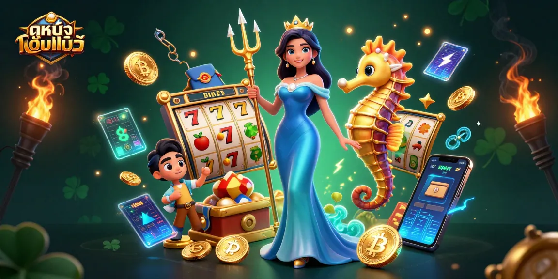 Engage with ดูหนังออนไลน์ while exploring vibrant slot machine treasures and underwater elements.