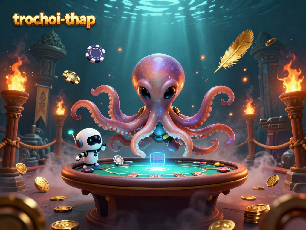 Play thrilling games and conquer the tower in trochoi-thap, featuring vibrant and dynamic alien characters.