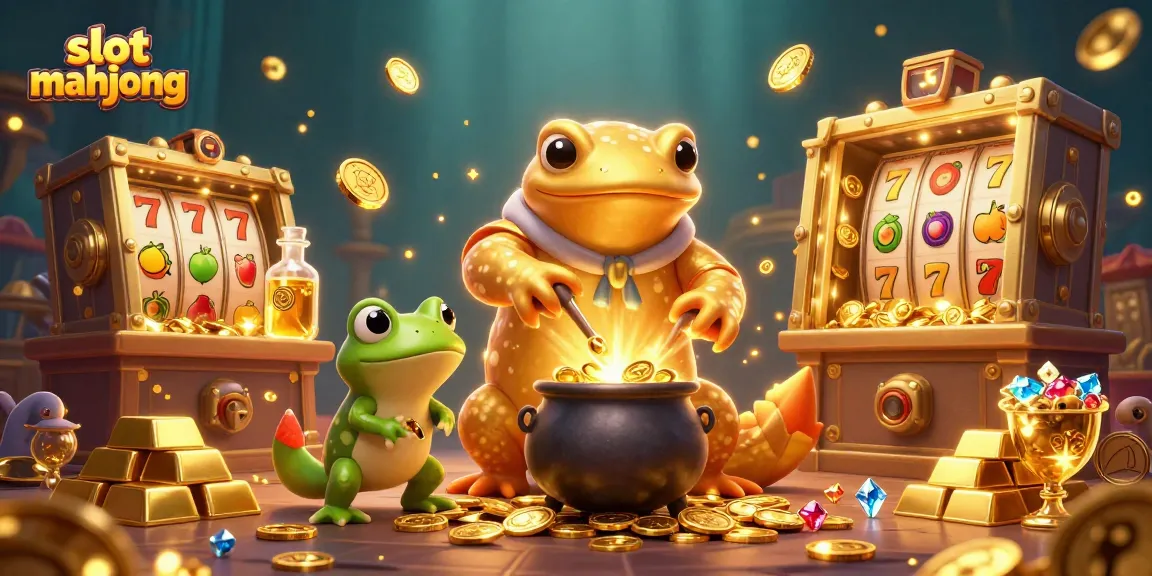 Experience captivating slot mahjong gameplay surrounded by gold-filled treasures and magical elements.