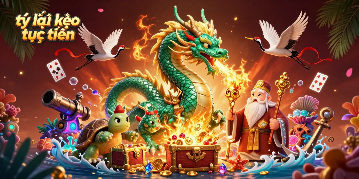 Experience thrilling tỷ lệ kèo trực tuyến as the emerald dragon breathes fire, surrounded by vibrant gaming elements.