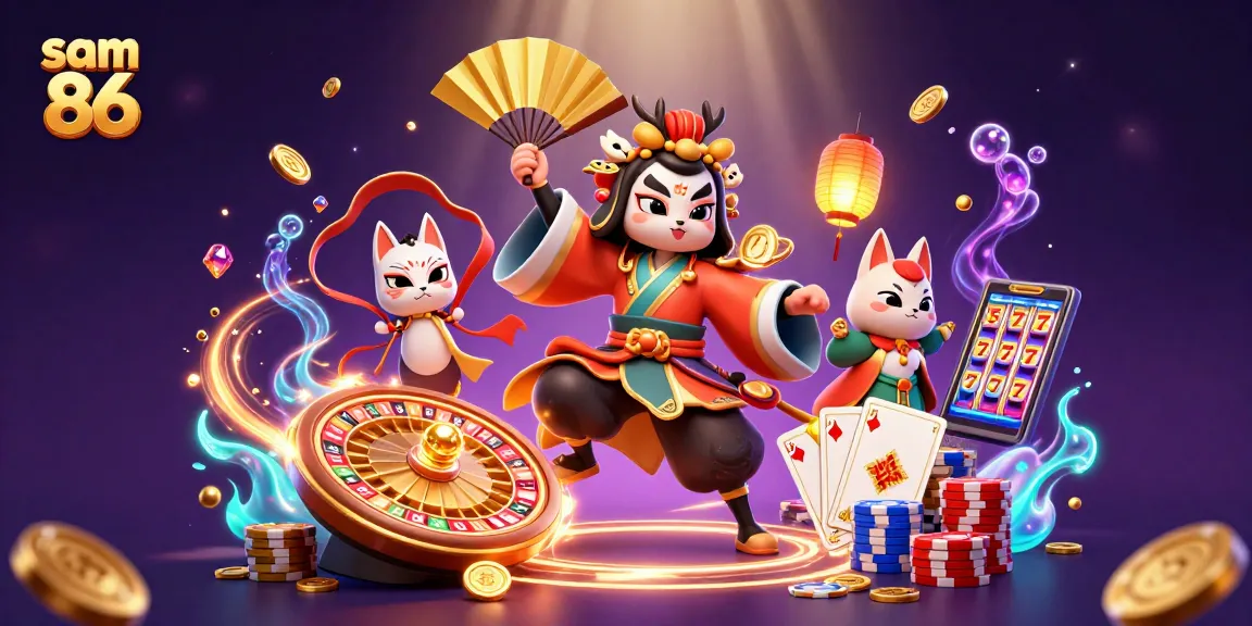 Experience thrilling wins at sam 86, featuring vibrant 3D characters in dynamic casino action.