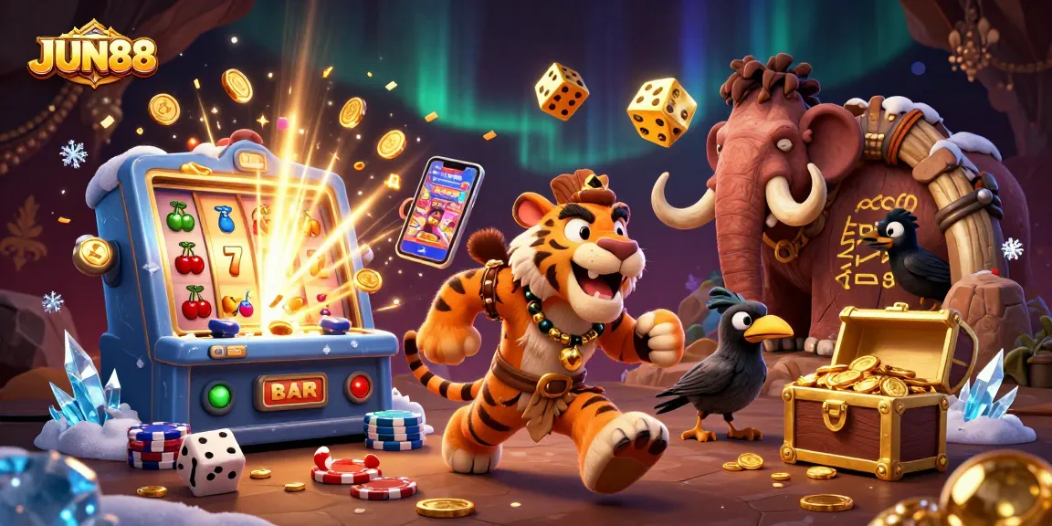 Experience thrilling gameplay at JUN88 with a vibrant casino scene showcasing exciting gaming elements.