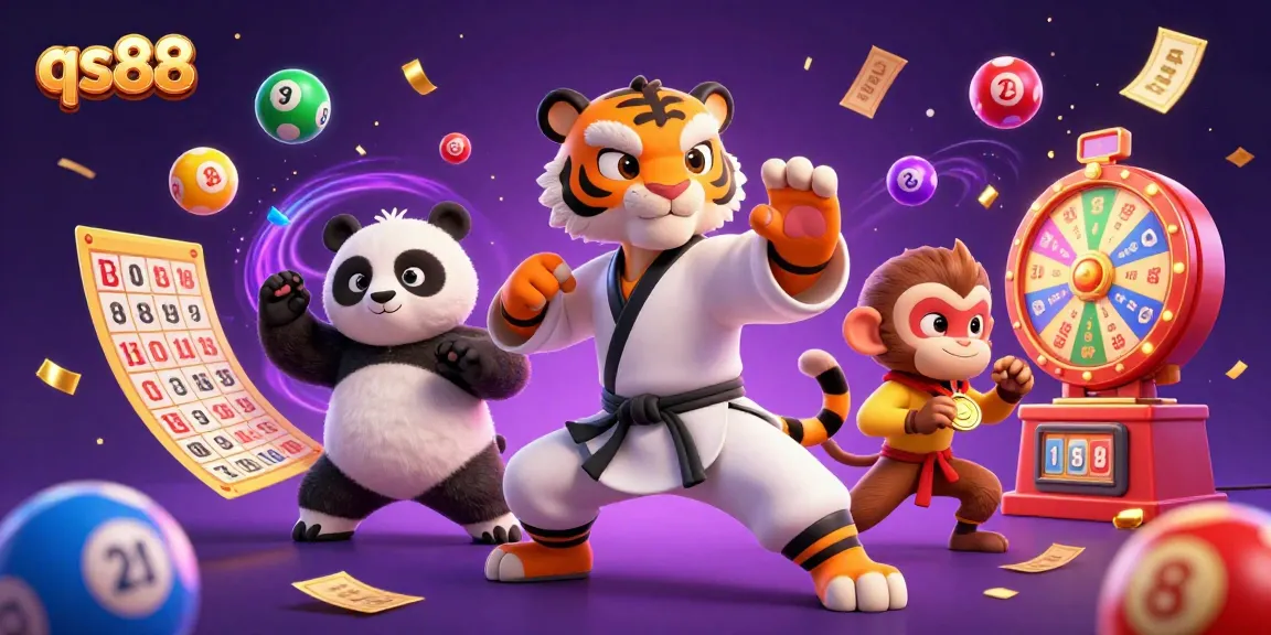 Engage in thrilling wins at qs88 with a vibrant illustration showcasing an adventurous atmosphere and carnival elements.