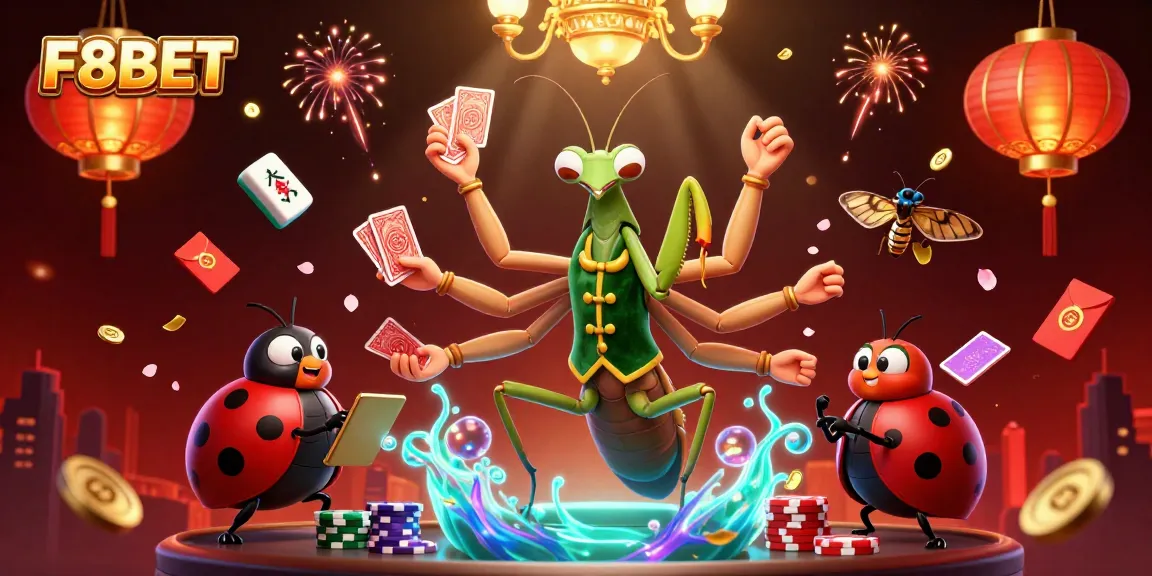Experience F8BET's vibrant 3D casino scene featuring playful characters and dynamic gambling elements.