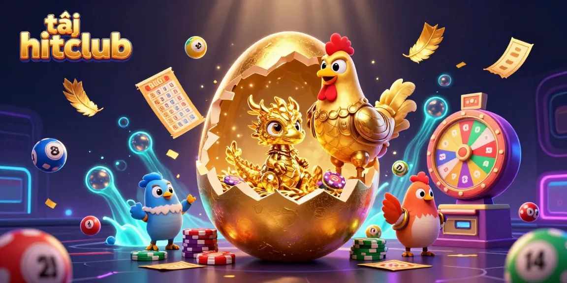 Play and win at tải hitclub with exciting 3D illustrations of a golden dragon and vibrant casino elements.
