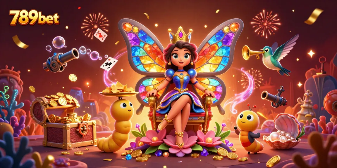 Engage thrillingly with 789bet's vibrant casino adventures featuring butterfly queen and chips.