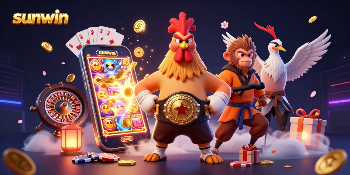 Win big at Sunwin with vibrant 3D characters and exciting casino game elements in action.