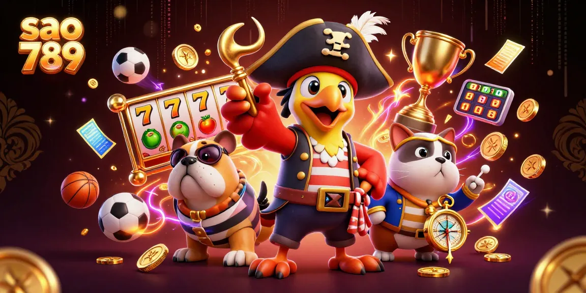 Simplify your play at Sao 789 with vibrant slot reels, golden jackpots, and lively casino characters.