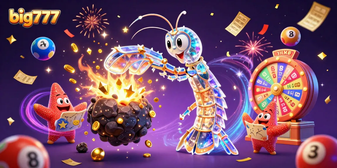Engage with big777's vibrant gaming world through a dynamic 3D illustration of a samurai mantis shrimp.
