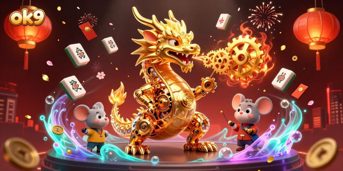 Engage with ok9's thrilling games featuring a golden dragon and enticing casino elements.