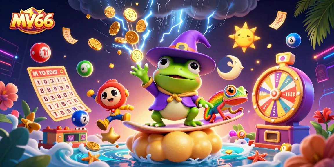 MV66 captures thrilling gaming adventures with golden coins and vibrant lottery elements.