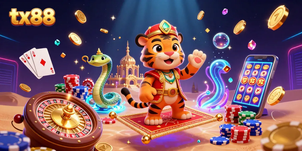 Experience winning with tx88 in this vibrant scene of an Arabian-themed casino adventure.